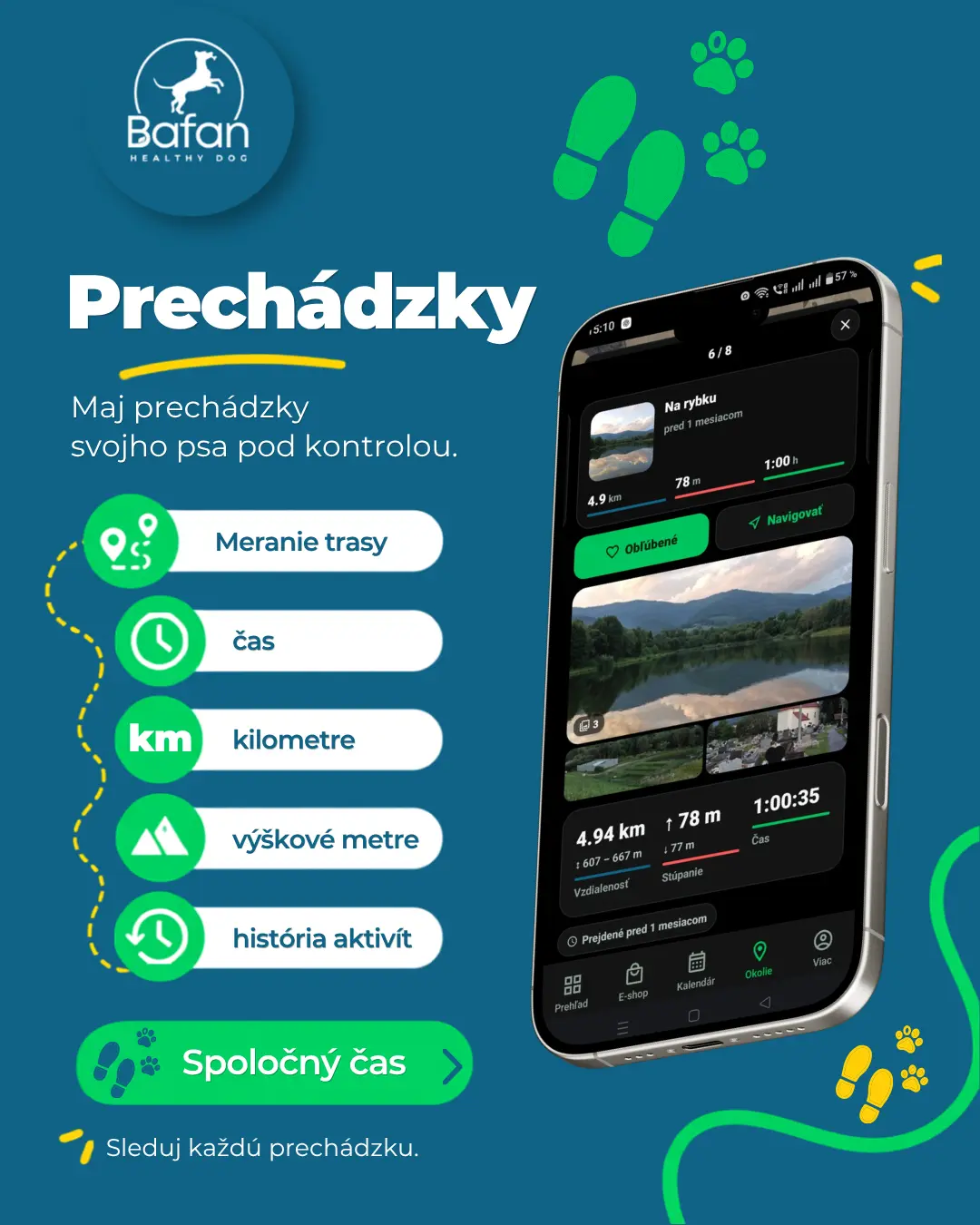 Zaznamenávanie prechádzok v BAFAN app