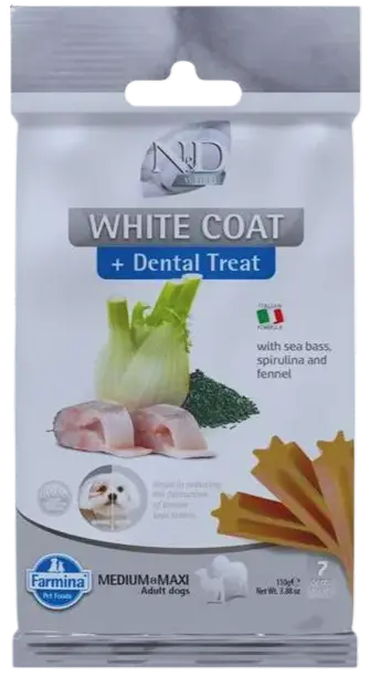 Pamlsok Farmina ND White Dog Sea Bass Fenn Rice Spiru Adult medium & maxi 100g