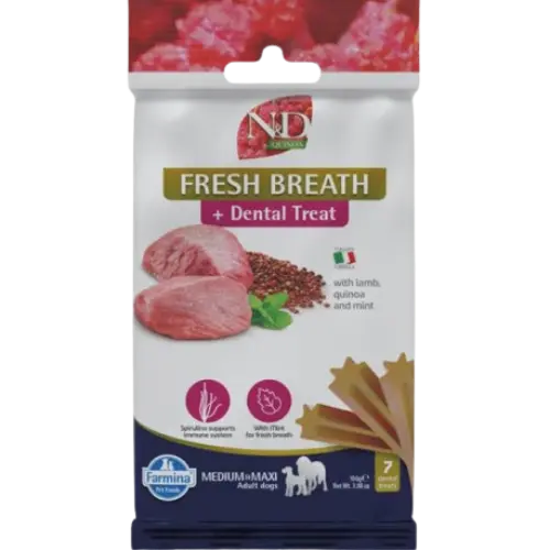 Pamlsok Farmina Quinoa Dog Fresh Breathe Adult medium & maxi 100g