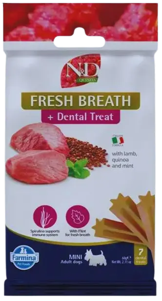 Pamlsok Farmina Quinoa Dog Fresh Breathe Adult Mini 60g
