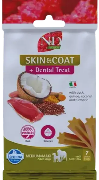 Pamlsok Farmina Quinoa Dog Skin Coat Duck Adult medium & maxi 100g