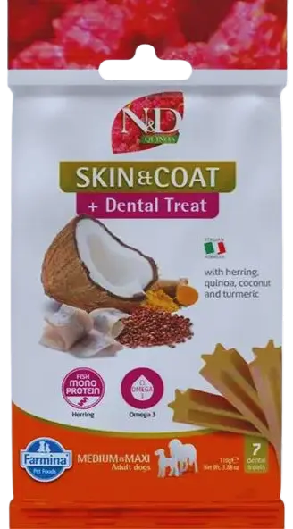 Pamlsok Farmina Quinoa Dog Skin Coat Herring Adult medium & maxi 100g