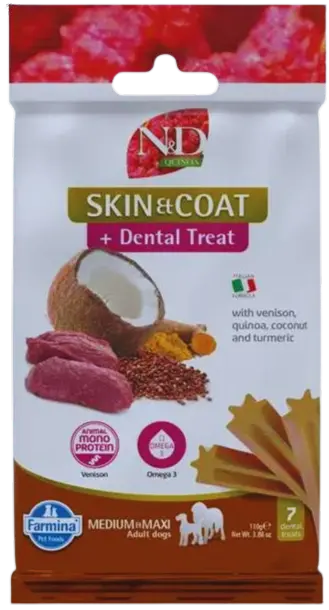 Pamlsok Farmina Quinoa Dog Skin Coat Venison Adult medium & maxi 100g