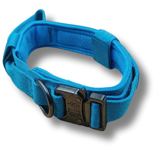 Robustný taktický obojok s rukoväťou - Nylon - 3,5x45/55cm - Modrý