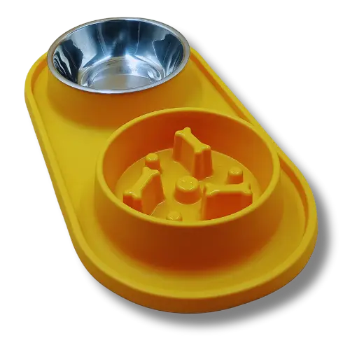 Set spomaľovacia miska a miska na vodu - 39x20 cm - žltá