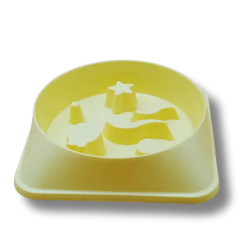 Spomalovacia miska pre psov so vzorom – 19,5 cm - Žltá