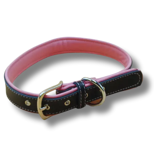 Elegantný PU obojok pre psov - 2,5x51cm - Ružový podklad