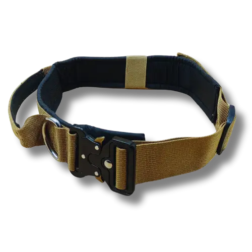 Taktický obojok s rukoväťou - 4x50-58cm - Nylon - Hnedý