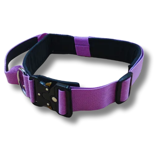 Taktický obojok s rukoväťou - 4x34-40cm - Nylon - Fialový