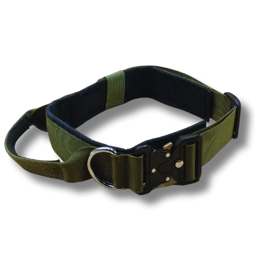 Taktický obojok s rukoväťou - 4x50-58cm - Nylon - Zelený