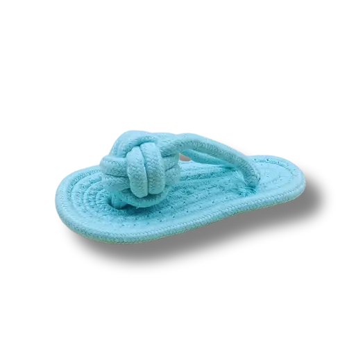 Hračka pre psa malá - Lano - Papuča- Modrá - 17cm Dĺžka
