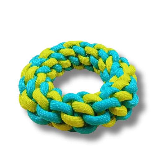Hračka pre psa veľká - Lano - Kruh - Žltá/Zelená - 18 cm Priemer