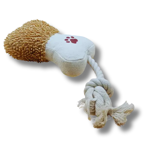 Hračka pre psa pískacia - Plyš - Potkan - Biela/Hnedá - 34 cm Dĺžka