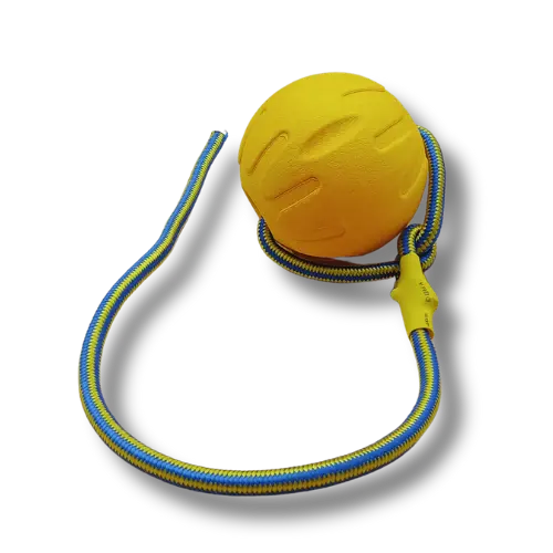 Hračka pre psa šport - EVA pena - Lopta na lane - Žltá - 9cm Priemer 