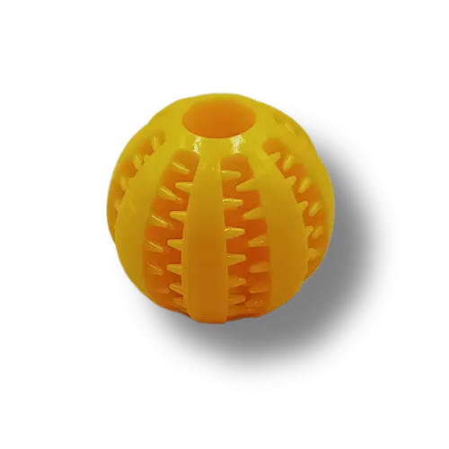 Hračka pre psa interaktívna - Guma - Lopta na pamlsky - Žltá - 6 cm Priemer 