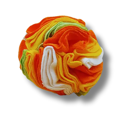 Hračka pre psa interaktívna - Plyš - Čuchacia lopta - Žltá/Červená/Biela - 20 cm Priemer 