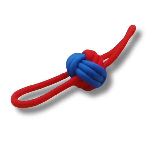 Hračka pre psa stredná - Lano - Lopta s lanami - Modrá/Červená - 27cm Dĺžka