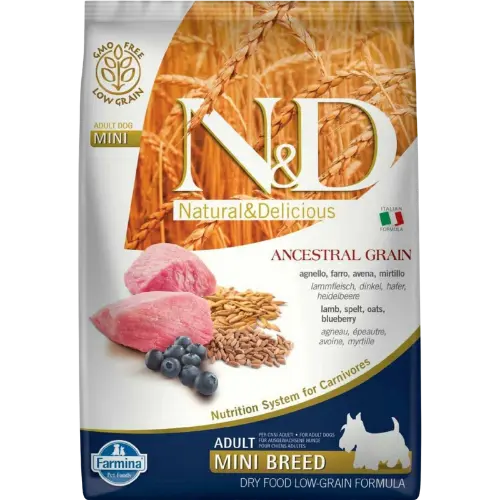 Farmina N&D dog AG adult mini, lamb, spelt, oats & blueberry 2,5 kg