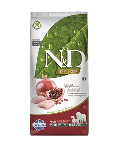 Farmina N&D dog PRIME (GF) adult medium & maxi, chicken & pomegranate 12 kg