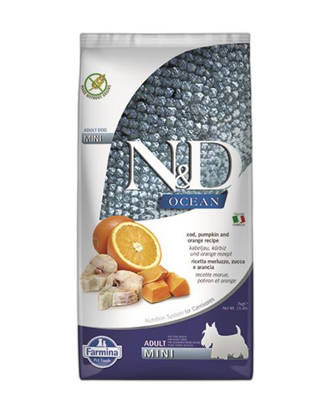 Farmina N&D dog OCEAN PUMPKIN (GF) adult mini, codfish & orange 7 kg