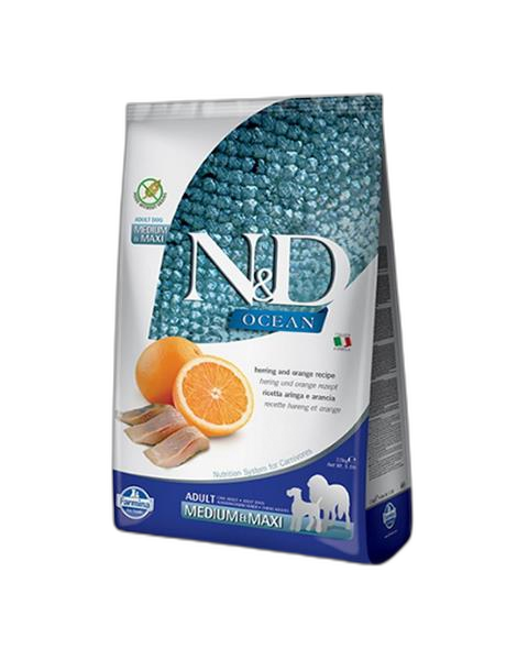 Farmina N&D dog OCEAN (GF) adult medium & maxi, herring & orange 12 kg