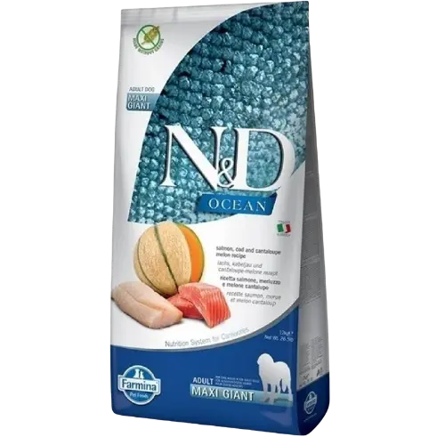 Farmina N&D dog OCEAN (GF) adult giant maxi, salmon, cod & cantaloupe melon 12 kg