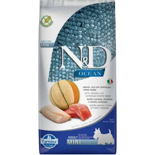 Farmina N&D dog OCEAN (GF) adult mini, salmon, cod & cantaloupe melon 7 kg