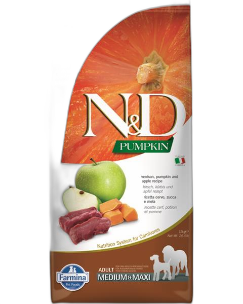 Farmina N&D dog PUMPKIN (GF) adult medium & maxi, venison & apple 12 kg