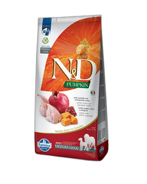 Farmina N&D dog PUMPKIN (GF) adult medium & maxi, quail & pomegranate 12 kg