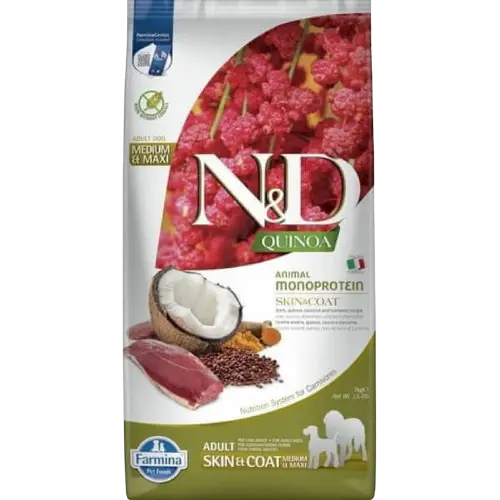 Farmina N&D dog QUINOA (GF) adult medium & maxi, skin & coat, venison & coconut 7 kg