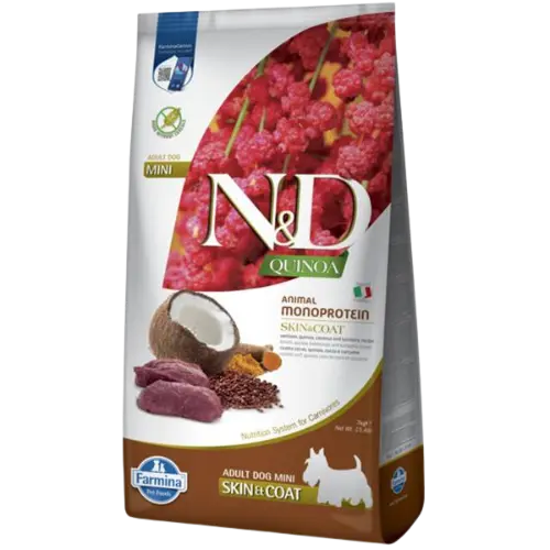 Farmina N&D dog QUINOA (GF) adult mini, skin & coat, venison & coconut 7 kg