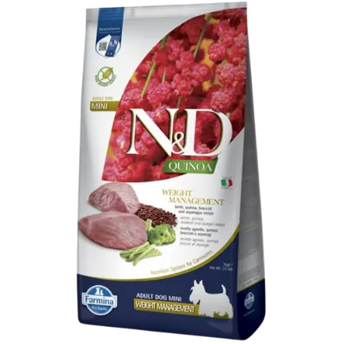 Farmina N&D dog QUINOA (GF) adult mini, weight managment, lamb 7 kg