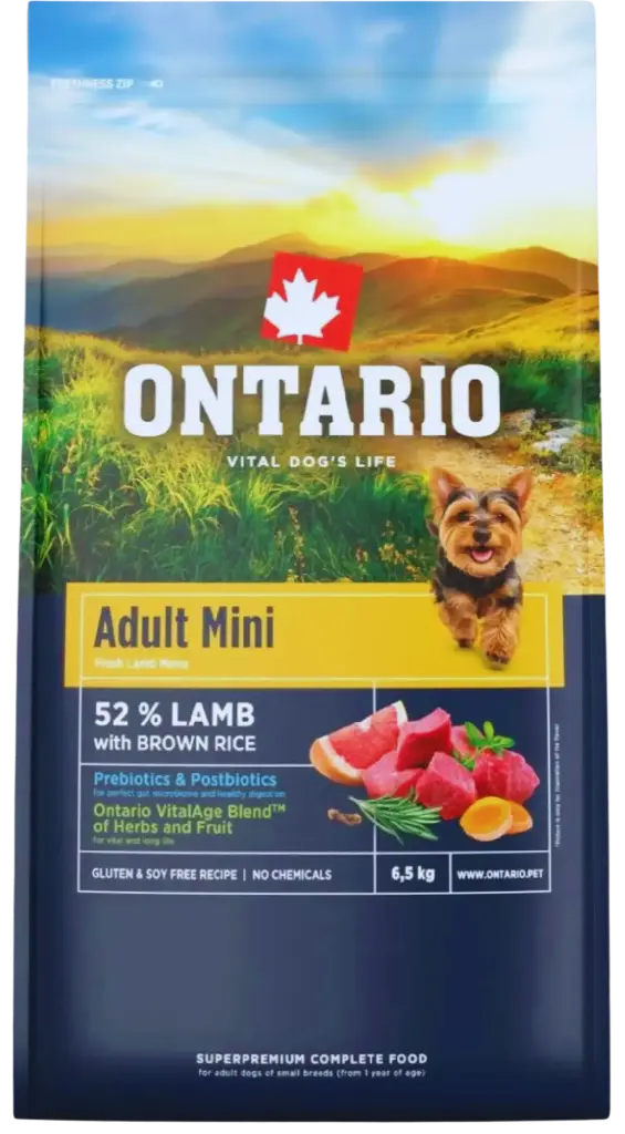 Krmivo Ontario Adult Mini Lamb & Brown Rice 6,5kg