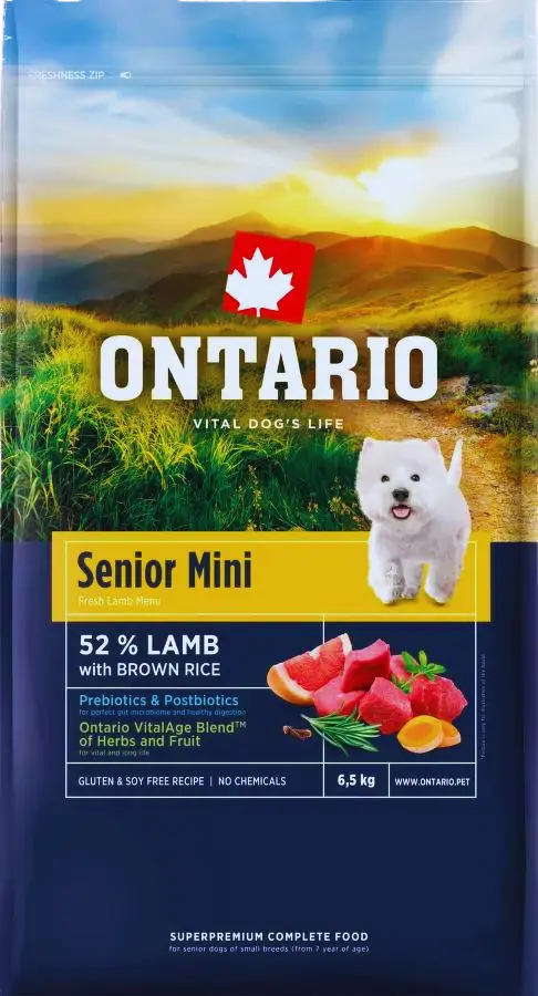 Krmivo Ontario Senior Mini Lamb & Brown Rice 6,5kg