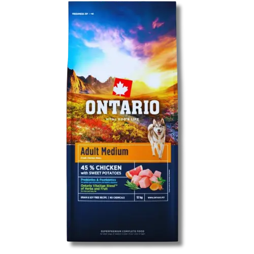 Krmivo Ontario Adult Medium Chicken & Sweet Potatoes 12kg