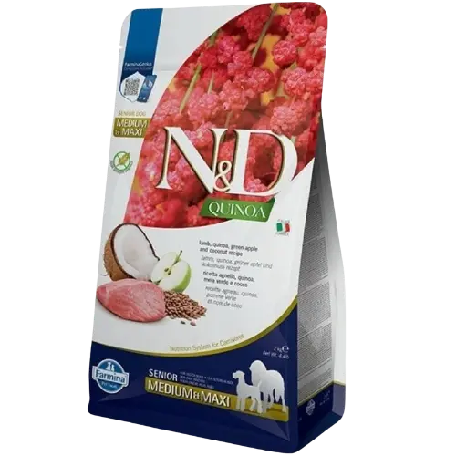 Farmina N&D dog QUINOA (GF) senior med/max lamb, green apple and coconut 7 kg