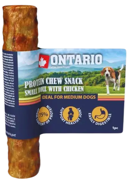 Pochúťka Ontario Protein kura, žuvacia rolka malá 12,7cm, Medium