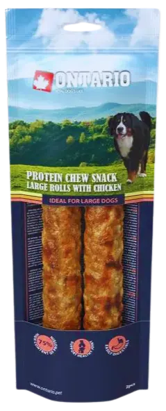 Pochúťka Ontario Protein kura, žuvacia rolka veľká 2ks 25,4cm, Large