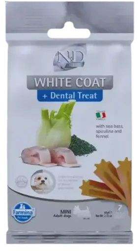 Pamlsok Farmina ND White Dog Sea Bass Fenn Rice Spiru Adult Mini 60g