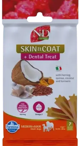 Pamlsok Farmina Quinoa Dog Skin Coat Herring Adult medium & maxi 100g