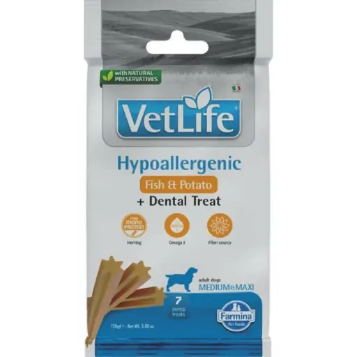 Pamlsok Farmina Vet Life Dog Hypo Fish Potato Adult medium & maxi 100g
