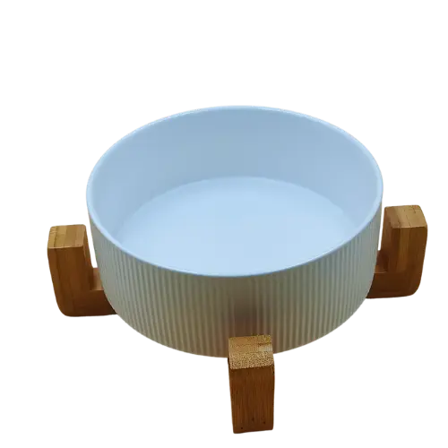 Keramická miska s podstavcom - 700 ml - Biela