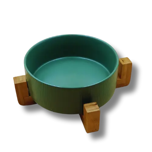 Keramická miska s podstavcom - 700 ml - Zelená