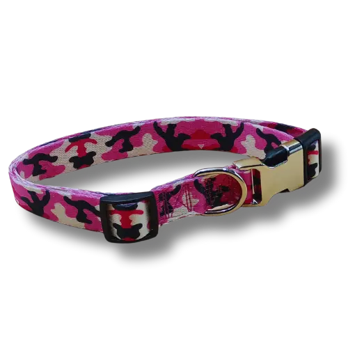 Nastaviteľný obojok pre psov – S - 1,5x28-40cm - Rúža  