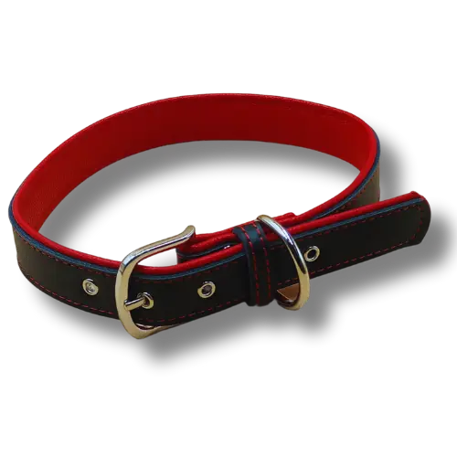Elegantný PU obojok pre psov - 2,5x51cm - Červený podklad  