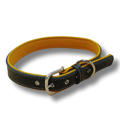 Elegantný PU obojok pre psov - 1,5x37cm - Žltý podklad   