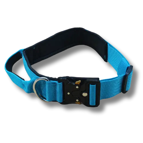 Taktický obojok s rukoväťou - 4x38-46cm - Nylon - Modrý  