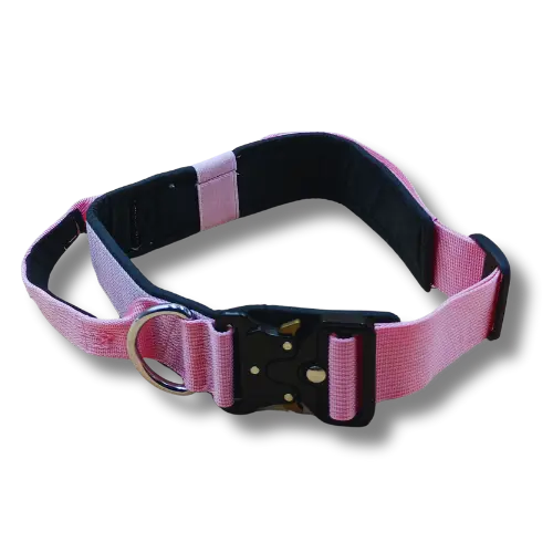 Taktický obojok s rukoväťou - 4x50-58cm - Nylon - Ružový