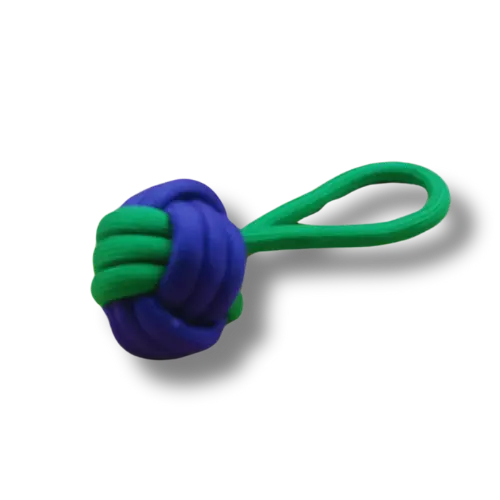 Hračka pre psa stredná - Lano - Lopta s lanom- Zelená/Fialová - 18cm Dĺžka