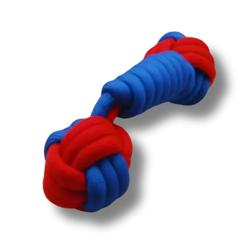 Hračka pre psa stredná - Lano - Kosť- Červená/Modrá - 21cm Dĺžka